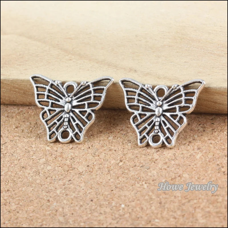 120PCS Silver Butterfly Necklace Pendant DIY Jewelry Findings Accessories