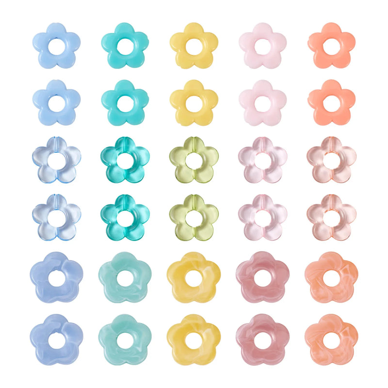 120Pcs Colorful Flower Shape Acrylic Bead for Jewelry DIY