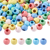 120Pcs 6-Color Wood Bead Round Mixed 15.5x20mm Hole 10mm