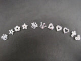 120Pcs 8mm Slide Rhinestone Charms Heart Crown Stars Cross PAW Jewelry Findings