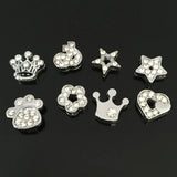 120Pcs 8mm Slide Rhinestone Charms Heart Crown Stars Cross PAW Jewelry Findings