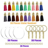 120Pcs Acrylic Keychain Blanks Tassels Clear Circle Blanks for DIY Keychains