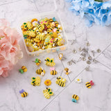 120Pcs Bees Daisy Flower Resin Cabochons for DIY Jewelry Making