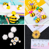 120Pcs Bees Daisy Flower Resin Cabochons for DIY Jewelry Making
