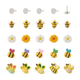 120Pcs Bees Daisy Flower Resin Cabochons for DIY Jewelry Making