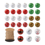 120Pcs Christmas Wooden Beads Snowflake Red Green Wood Bead Merry Xm...