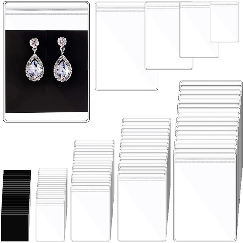 120Pcs Clear Plastic Jewelry Bags Anti Tarnish Strips Sets