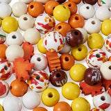 120Pcs Maple Leaf Wood Beads DIY Jewelry Garland Ornaments
