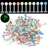 120Pcs Glow in Dark Acrylic Ball Tragus Piercing Labret Stud Lip Ring