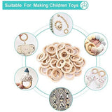 120Pcs Natural Wood Rings Set, Unfinished Macrame Wooden Ring for DIY Craft