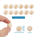 120Pcs Zodiac Sign Wooden Beads DIY Bracelet