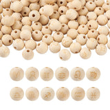 120Pcs Zodiac Sign Wooden Beads DIY Bracelet