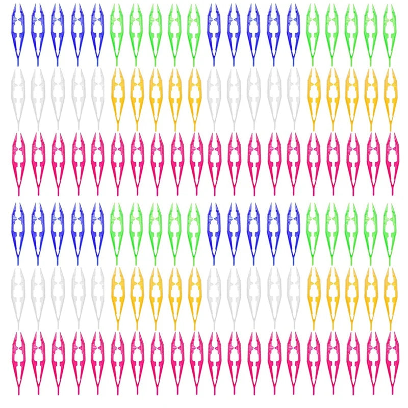 120Pcs Plastic Tweezers For Kids Beads Projects Craft Science Forceps Tools