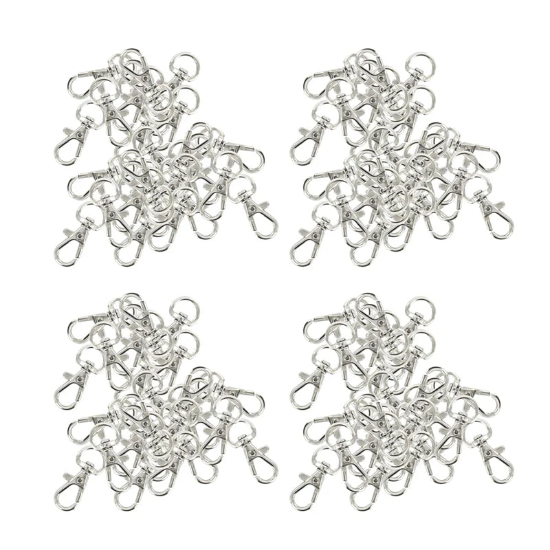 120Pcs Swivel Carabiners Keychain Silver