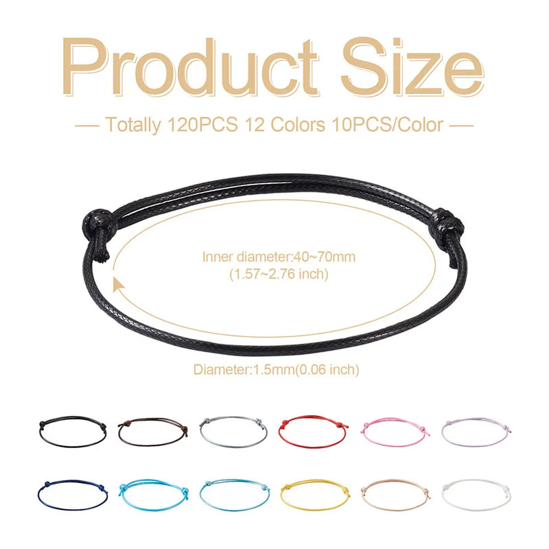 120Pcs Bracelet Making Waxed Cord DIY Jewelry Supplies Mixed