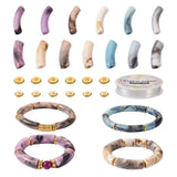 120Pcs Opaque Curved Tube Acrylic Beads DIY Bracelet Kit