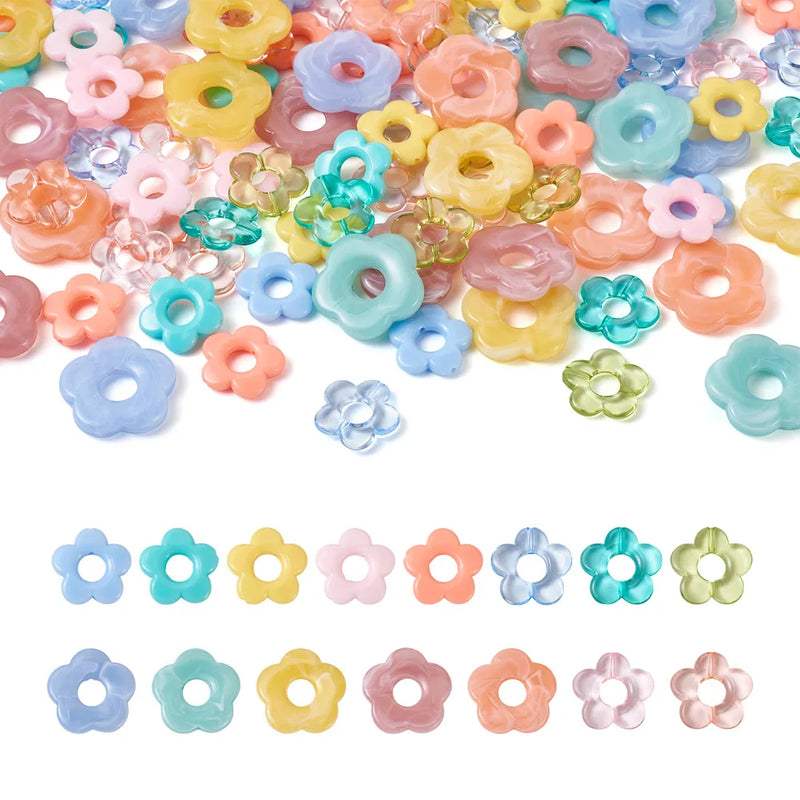 120Pcs Acrylic Bead Frames Flower Charms for DIY Jewelry Making