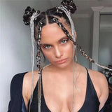 120cm Rhinestone Tassel Hair Chain Jewelry Women's Crystal Extension