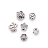 120pc Mixed Flower Tibetan Style Alloy Bead Spacers 4.5~7x3~3.5mm