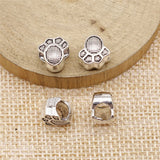 120pcs 10x9x6mm Dog Paw European Big Hole Beads Antique Silver