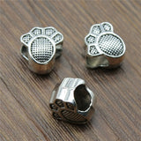 120pcs 10x9x6mm Dog Paw European Big Hole Beads Antique Silver