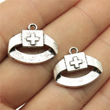 120pcs Nurse Cap Charms Antique Silver Pendant Jewelry Accessories