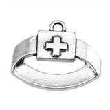 120pcs Nurse Cap Charms Antique Silver Pendant Jewelry Accessories