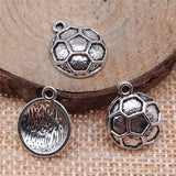 120pcs Antique Silver Soccer Ball Charms for Jewelry Making