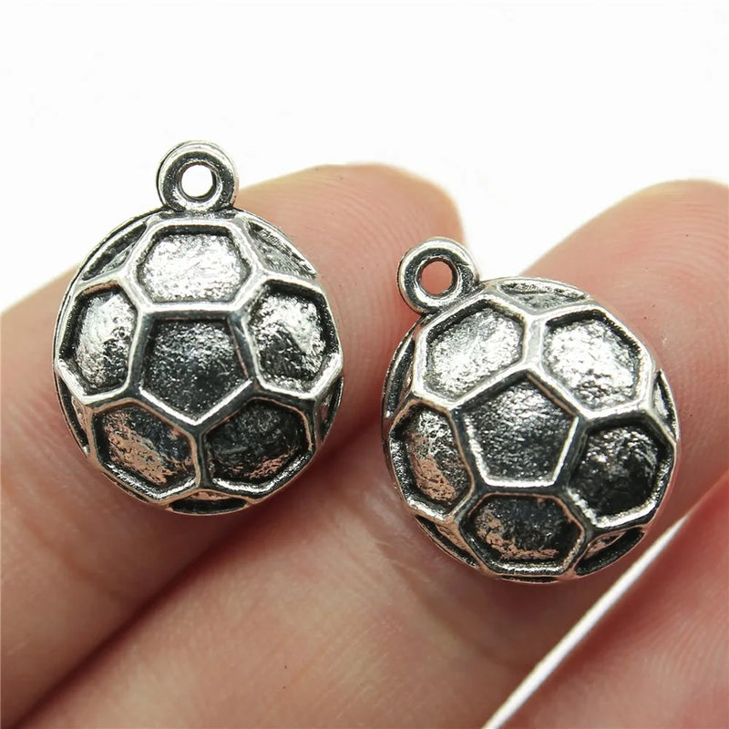 120pcs Antique Silver Soccer Ball Charms for Jewelry Making