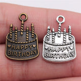 120pcs Happy Birthday Cake Charm Pendant for Jewelry Making