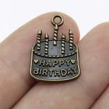 120pcs Happy Birthday Cake Charm Pendant for Jewelry Making