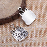 120pcs Happy Birthday Cake Charm Pendant for Jewelry Making