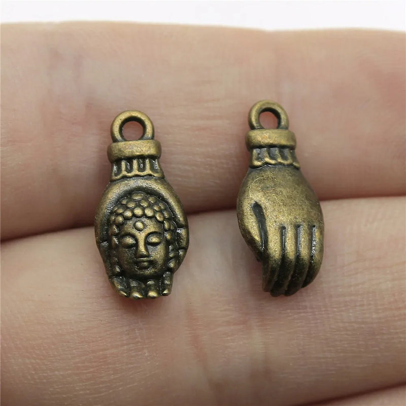 120pcs Hand Buddha Head Charm Jewelry Making DIY Findings Silver Bronze