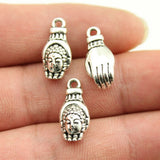 120pcs Hand Buddha Head Charm Jewelry Making DIY Findings Silver Bronze