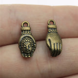 120pcs Hand Buddha Head Charm Jewelry Making DIY Findings Silver Bronze