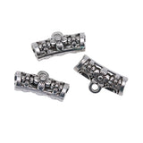 120pcs Antique Silver Flower Beads Bails Charms