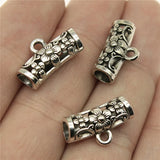 120pcs Antique Silver Flower Beads Bails Charms