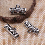 120pcs Antique Silver Flower Beads Bails Charms