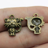120pcs Antique Cat Charm Pendant for DIY Jewelry