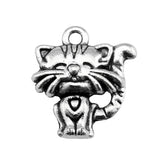 120pcs Antique Cat Charm Pendant for DIY Jewelry