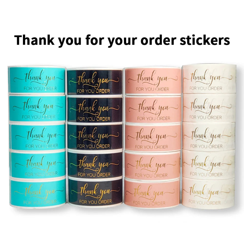 120pcs Foil Thank You Stickers for Small Business 2.5x7.5cm