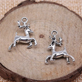 120pcs Running Deer Pendant Charms Antique Silver Reindeer Charm