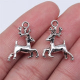 120pcs Running Deer Pendant Charms Antique Silver Reindeer Charm