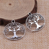 120pcs Antique Silver Tree Of Life Charms for Jewelry Making DIY Findings