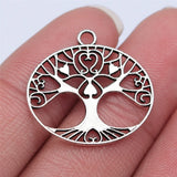 120pcs Antique Silver Tree Of Life Charms for Jewelry Making DIY Findings