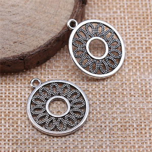 120pcs 24x21mm Hollow Circle Charms Earrings Finding