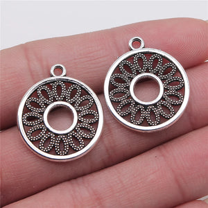 120pcs 24x21mm Hollow Circle Charms Earrings Finding