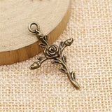 120pcs Flower Cross Pendants 35x23mm Charm