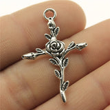 120pcs Flower Cross Pendants 35x23mm Charm