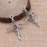 120pcs Flower Cross Pendants 35x23mm Charm